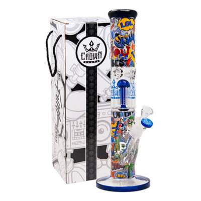Blue Comic Funk Crown Glass Tree Perc 14 Inches Bong From The Funk Collection